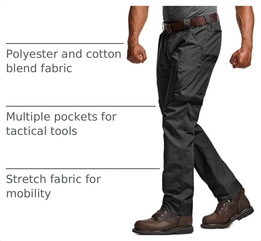 Image of CQR Men's Quick Dry Work Pants, Water Resistant Outdoor Tactical Pants, Lightweight Stretch Cargo Hiking Pants