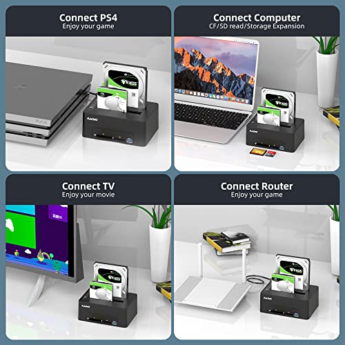 MAIWO Estação de ancoragem de disco rígido Dual Bay com clone offline para SSD HDD SATA de 2,5 de 3,