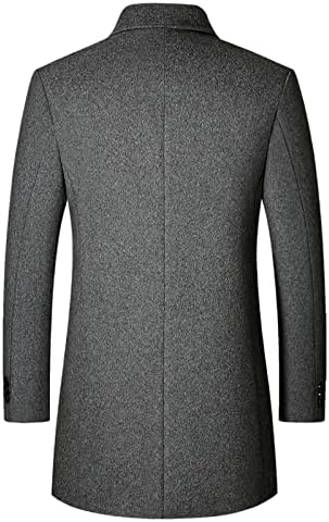 Heren Wollen Jassen Korte Winter Gewatteerde Trenchcoat Business Verwijderbare Binnenkraag