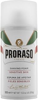 Proraso Espuma afeitar, 300 ml, crema afeitar que protege la piel sensible, gel afeitar nutritivo con extractos de avena y té verde, blanco