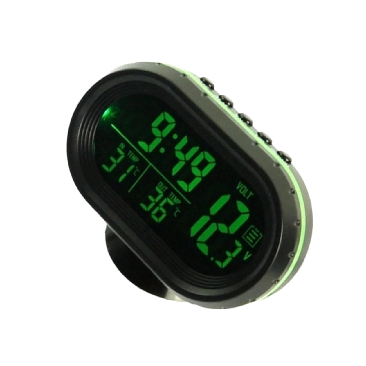 OUNONA 3piezas Reloj Digital Para Salpicadero De Coche Pantalla Lcd Verde Con Función De Calendario y Soporte Instalación Sencilla Sin Taladros Para Ventilación De Vehículos