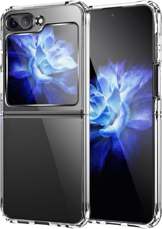 Image of Case Creation New Samsung Z Flip5 Premium Imported 0.3mm Crystal Clear Totu Silicone Transparent Flexible Soft Corner Protection with TPU Slim Back Case Color Cover for Z Flip5