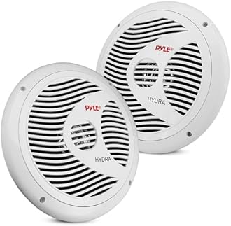 Pyle Dual 6.5'' Waterproof Marine Speakers, Full Range Stereo Sound, 150 Watt, White (Pair)