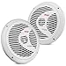 6.5 Inch Dual Marine Speakers - 2 Way Waterproof and Weather Resistant Outdoor Audio Stereo Sound System with 150 Watt Power, Polypropylene Cone and Cloth Surround - 1 Pair - PLMR60W (White)