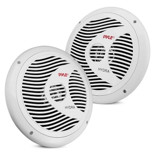 Pyle 6.5 Inch Dual Marine Speakers - 2 Way Waterproof and Weather Resistant Outdoor Audio Stereo Sound System with 150 Watt Power, Polypropylene Cone and Cloth Surround - 1 Pair - PLMR60W (White)