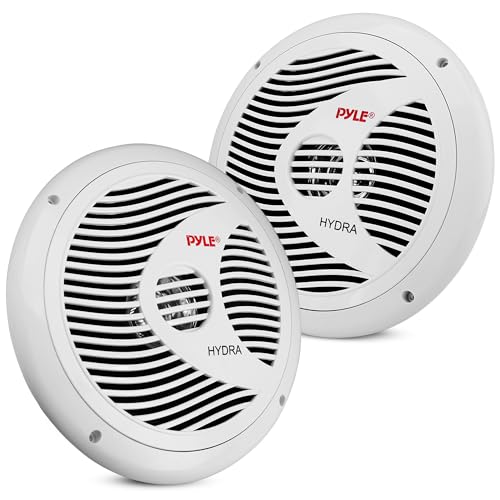 Pyle 6.5 Inch Dual Marine Speakers - 2 Way Waterproof and Weather Resistant Outdoor Audio Stereo Sound System with 150 Watt Power, Polypropylene Cone and Cloth Surround - 1 Pair - PLMR60W (White) by Pyle - Used condition - US$22.58