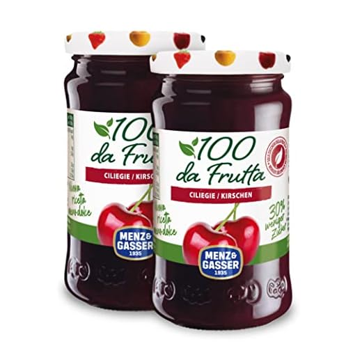 Menz&Gasser, Composta di Ciliegie 100Dafrutta, 100% Frutta IQF di Alta Qualità, Lavorata con Passione in Trentino-Südtirol, Senza Glutine, Vegan, 2 Vasi x 240 g