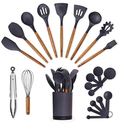 Silicone Kitchen Utensils Set  Holder: Cooking ...