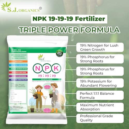 Image of SJ Organics NPK 19-19-19 Fertilizer| 5 Kg | Balanced Water-Soluble Plant Food for Growth, Flowering & Yield Boost | For All Plants