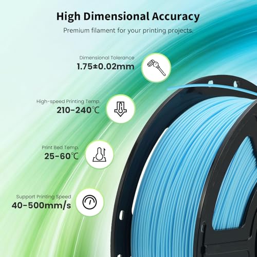 Image of FLASHFORGE High Speed PLA+ 3D Printer Filament Ice Blue, Enhanced Melt Flow for Faster, Smoother Prints, 500mm /s Rapid Printing, Feature Sleek Matte Finish, Rich and Solid Color