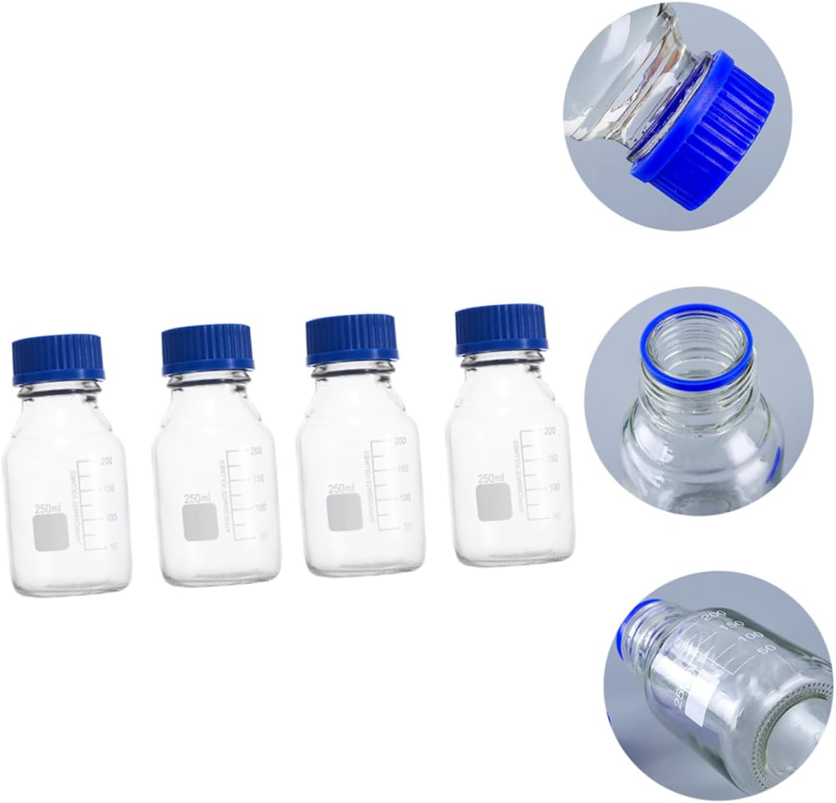 VALICLUD 4pcs Transparent Science Sample Glass Vials with Clear Screw Caps Wide Mouth Reagent Bottles for Chemical Storage and Experiment Secure Sealing