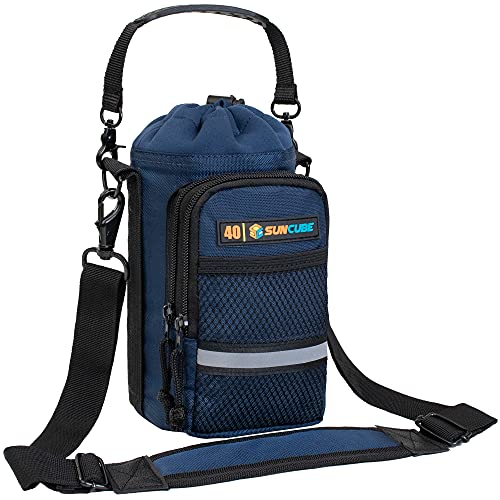 SUN CUBE Insulated Water Bottle Carrier Bag with Strap, Crossbody Sling