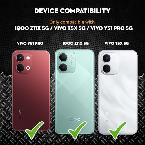 Image of Polycarbonate Crystal Clear Back Cover for iQOO Z11X 5G / Vivo T5X 5G | 360 Degree Protection | Shock Proof Design | Transparent Back Cover for iQOO Z11X 5G / Vivo T5X 5G - Black Bumper