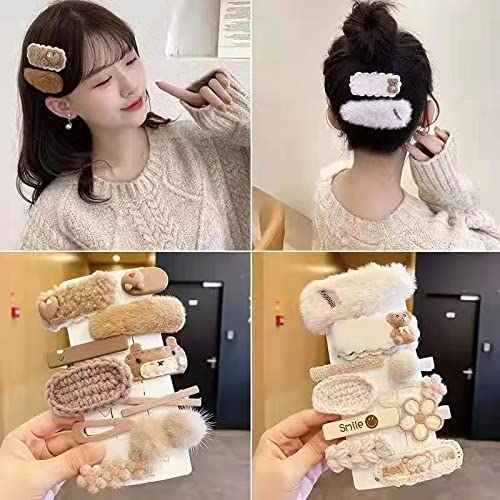Rugelyss 10 Pcs Milk Coffee Color Plush Hairpin Simple Side Clip Bangs Clip, Handmade Hair Barrettes, Alligator Bobby Pins, Hair Accessories, Gifts For Women Girls #TOP5