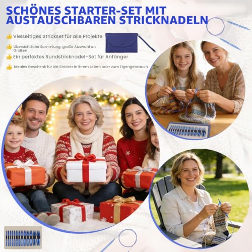 Aeelike Austauschbares Rundstricknadelset Blau – Bild 6