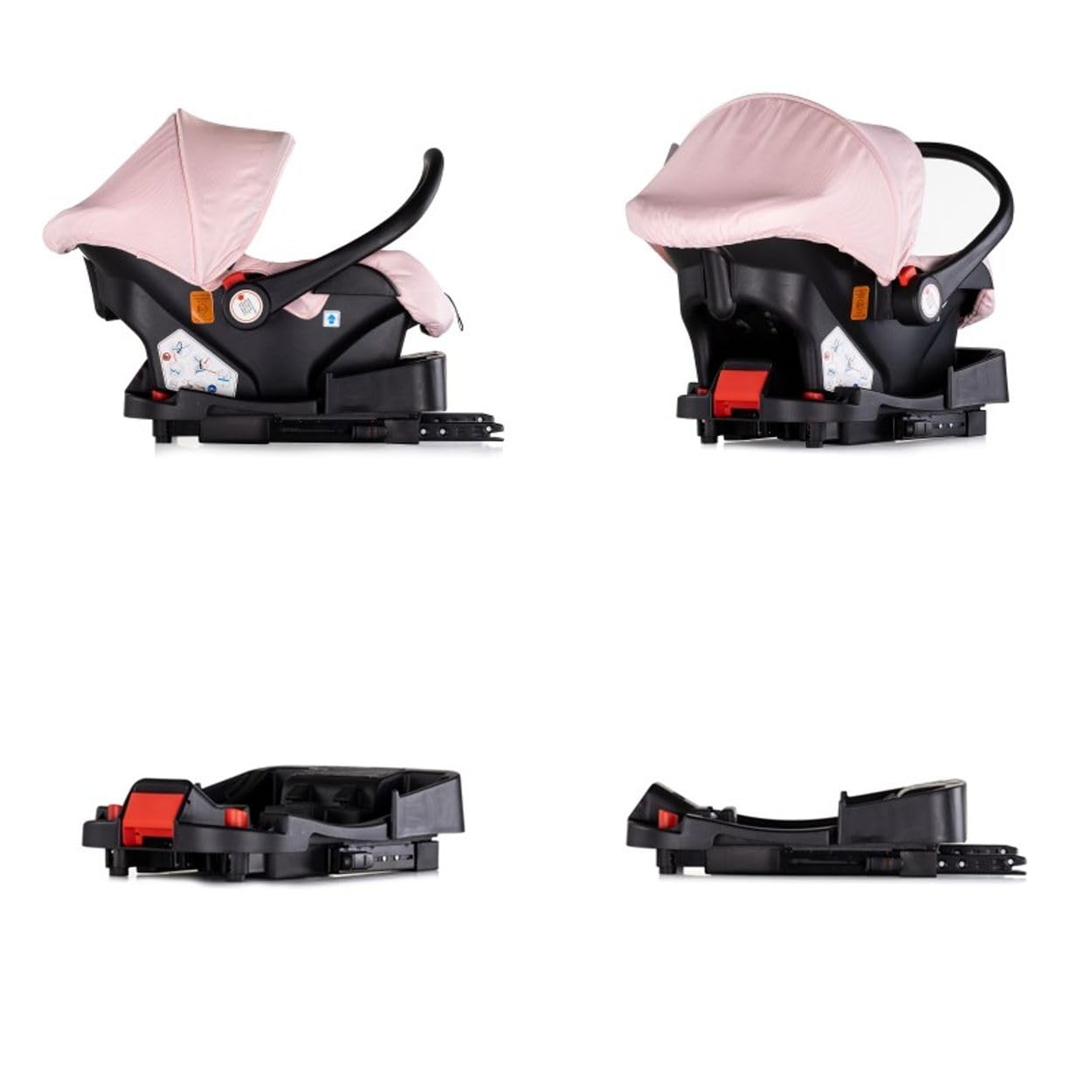Chipolino Set seggiolino auto, stazione base Isofix Aura, i-Size (40-85cm), colorazione:rosa