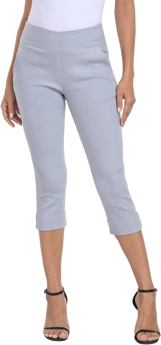 HDE Pull On Capri Pants for Women 19" Inseam Cropped Dress Pants with Pockets - Image 5