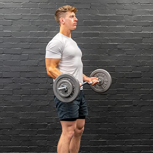 GYM MASTER EZ Curl Bar with Spinlock Collars Standard Barbell for Bicep Curls and Weight Lifting - Image 4