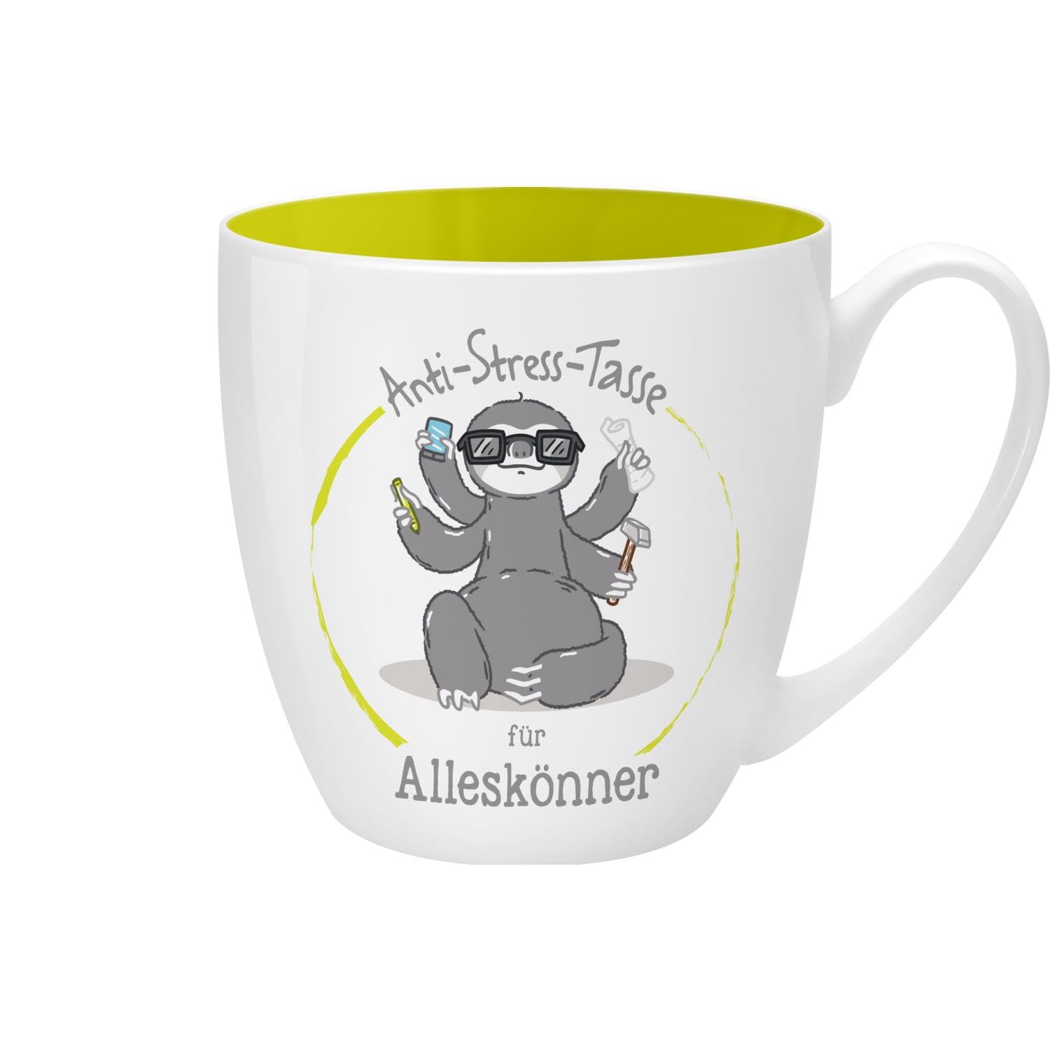 GRUSS & CO Anti-Stress-Tasse Motiv "Alleskönner" | Tasse mit Spruch, 45 cl, New Bone China | Geschenk lustig | 45513