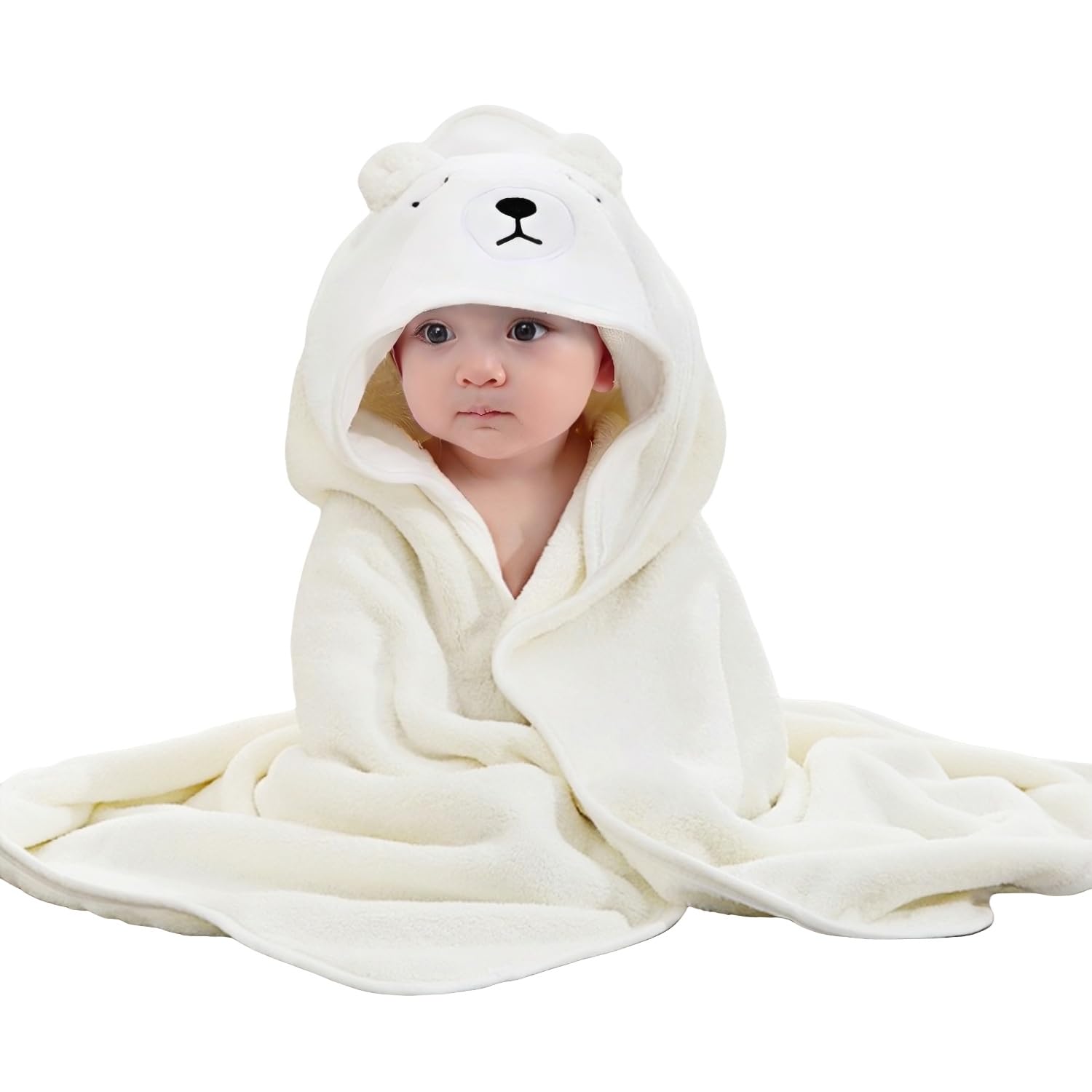 Baby Hooded Towels,31 x 31 in Baby Washcloths, Infant Super Soft Baby Bath Towels with Hood for Toddlers1-3,Highly Absorbent Viscose Hooded Towel for