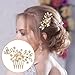 2 Pcs Bridal Hair Comb Gold Hair Piece Accessory Gold Rhinestone Hairs Accessories Golden Hairs Piece Sparkle Metal Crystal Accessories for Bride Bridesmaids Women Girls