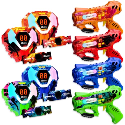 Sundelta Rechargeable Laser Tag Guns Set of 4,360°Sensors Laser Tag for Kids Teens,Lazer Tag Gun with Vest,Ideal Toys Gift for Age 6+ Years Old Teens Boys Girls,Indoor Outdoor Games for Family