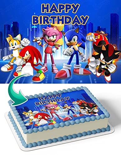 CAKECERY Sonic Retro Style Game Edible Cake Image Topper Birthday