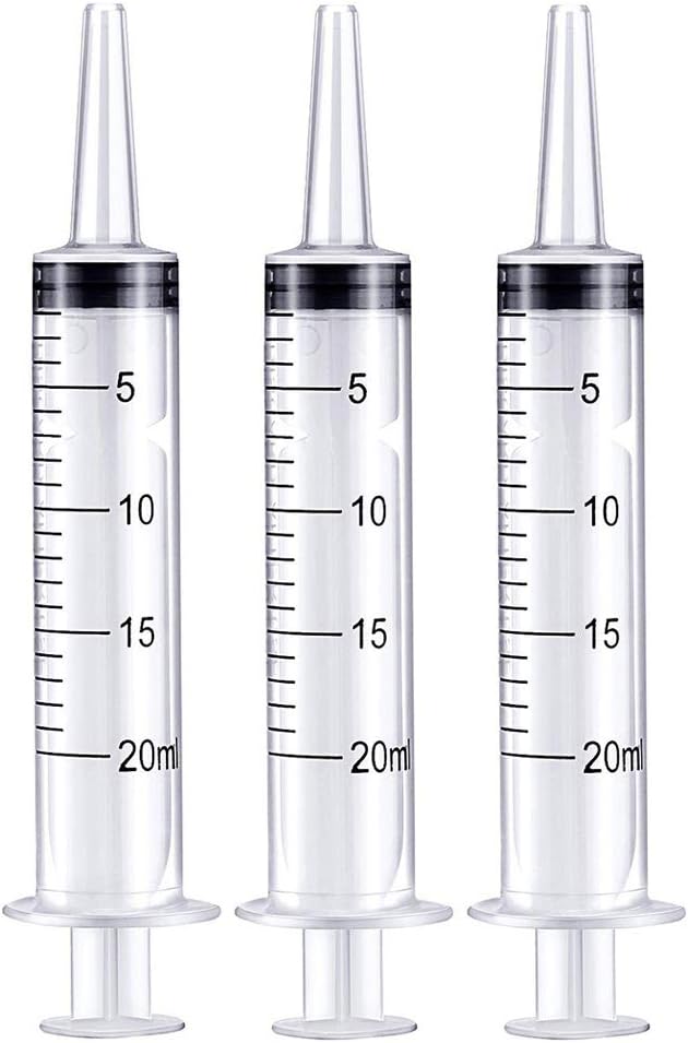 20ml Syringe, for Scientific Labs, Feeding Pets, Liquid Measurement and Dispensing, 3 Pack