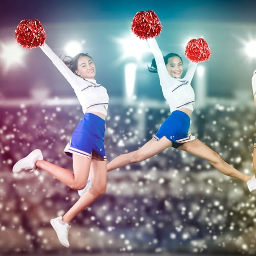 Yunsailing 96 Pcs Homecoming Noisemakers Team Spirit Accessories for Game Day Include Hand Clappers Cheerleading Pom Pom Thunder Stick Cheer Party Blower Plastic Whistle for Sport Fans(Red) - Thumbnail 6