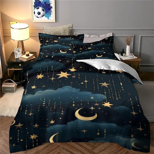 Parure de lit ciel nocturne étoilé en microfibre premium douce 140x200