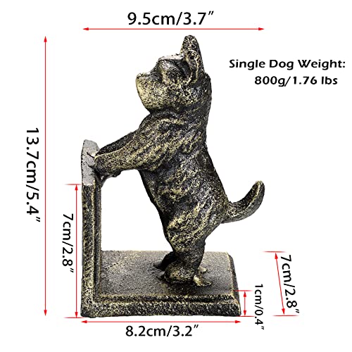 Tolida Decorative Cast Iron Bookends, Heavy Duty Book Ends, Creative Dog Style Bookends to Hold Books Stopper for Heavy Books for Bookshelves, Office Desk, etc. (Retro Black Gold, Dog) - Cosy Home Interiors Tolida Decorative Cast Iron Bookends, Heavy Duty Book Ends, Creative Dog Style Bookends to Hold Books Stopper for Heavy Books for Bookshelves, Office Desk, etc. (Retro Black Gold, Dog) - Image 2