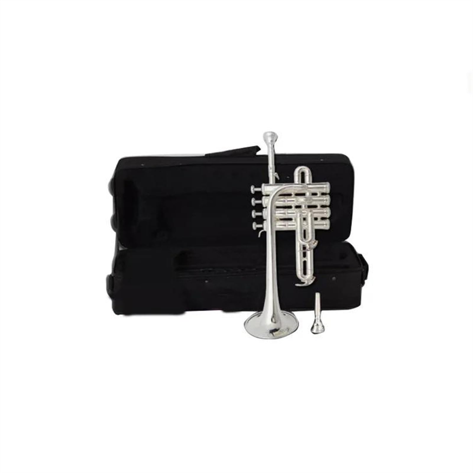 trompeta instrumento musical profesional Trompeta Profesional Bb Piccolo Trompeta De Superficie Lacada En Latón Dorado, Pistón De Aleación De Trompeta De Tres Tonos(Color:Silver)