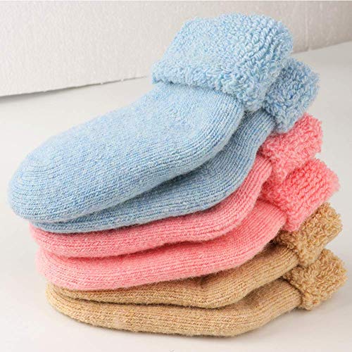 Baby Toddler Thick Wool Socks - Super Warm Soft Winter Solid Color Casual Crew Socks For Baby Girls Boys(Pack of 3)3