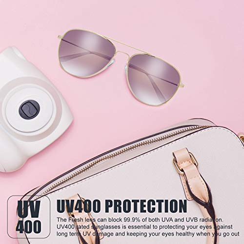 Image of The Fresh Classic Aviator Sunglasses for Men Women, Metal Frame Mirror Lens, Pilot Style, Includes Cleaning Cloth, Pouch