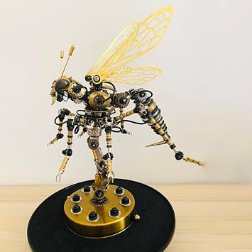 Metalkitor 3D Metal Puzzles for Adults, Wasp Model Kit - Steampunk DIY Ornament - Assembly Jigsaw Crafts Brain Teaser - Perfect Room Decor and Gift Choice(Without Light)