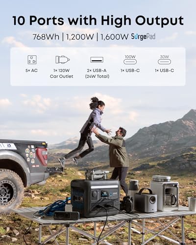 Image of Anker SOLIX C800X Portable Power Station with 100W Solar Panel, 1200W Solar Generator with Camping Lights, 768Wh LiFePO4 Battery for Outdoor Camping, RVs, Road Trip, and Power Outages