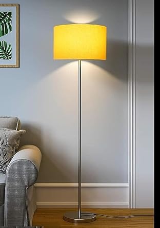 GNERIC Floor Lamp Standing Modern Stainless Steel Silver 4.5Ft Height 12 Inches Living Room Corner, Home, Hotel, Office (Yellow)