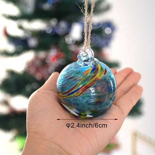 Yeskyltd 6 Stück handgeblasen Glas Hexenkugel, Glaskugel, Ornament, hängende Garten für drinnen und draußen, Heimdekoration 6cm