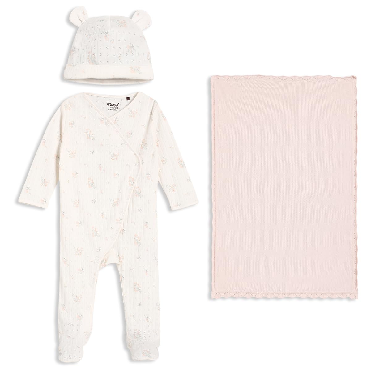Mini Cuddles Women's Multi Baby Girls Floral Print 3Pc Essentials Gift Set, Colour (Nb)