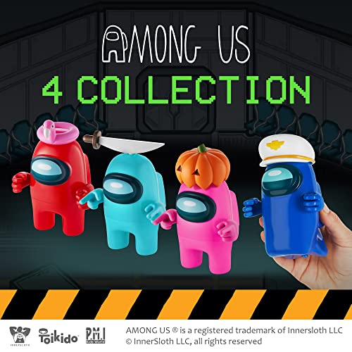 P.m.i. Among Us Action Figures | All Four 4.5-Inch-Tall Collectibles | Among Us Toys And Playable Mini Toys | Red, Pink, And Cyan Crewmates And Blue Ghost With 8 Hats And Hands | Kids’ Toys #TOP4