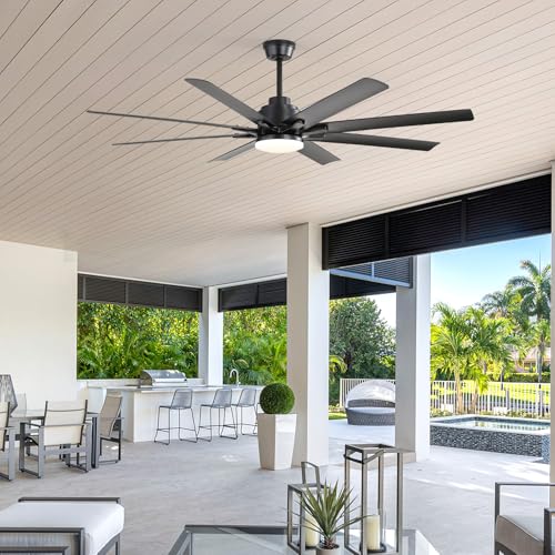Sofucor 52 Inch Ceiling Fans with Lights, Smart Indoor/Outdoor Ceiling Fan With Remote, Work with Alexa/Google, Quiet Reversible DC Motor, 6-Speed, 8 Blade Black Ceiling Fans for Patio Bedroom Garage thumbnail 9