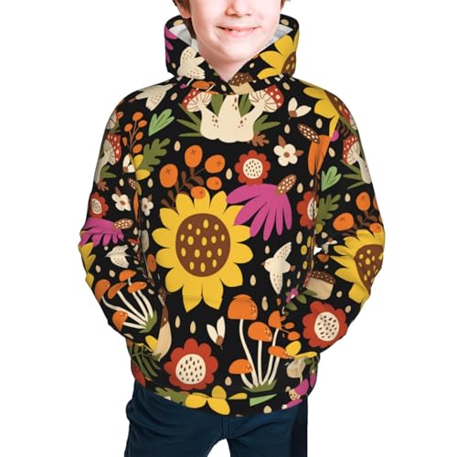 Sunflowers Mushrooms Kid Hoodies Boys Sweatshirts Girls Pullover with Pocket3