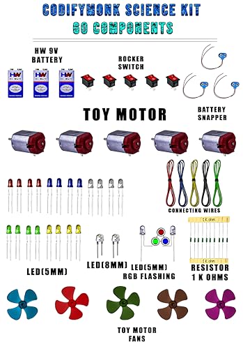 Image of School Science Project DC Motor Kit for Kids | Educational DIY Electronics Learning Kit | 60 Loose Components (Multicolour)