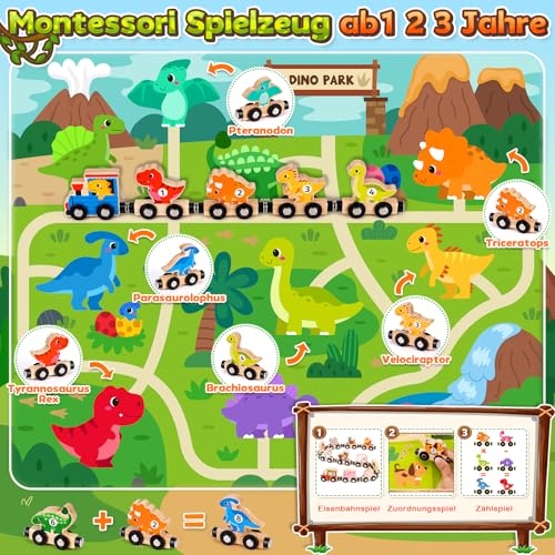 lelechong Train en bois - Jouet pour enfants à partir de 2 à 3 ans - Cadeau d'anniversaire pour bébé - 1, 2, 3 ans - Garçon et fille – vue 5