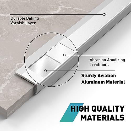 Image of 20-Pack Tile Edge Trim,12''x0.4'' | Peel and Stick Aluminum Backsplash Trim Edge,Metal Self Adhesive Decorative Tile Liner,Matte Silver