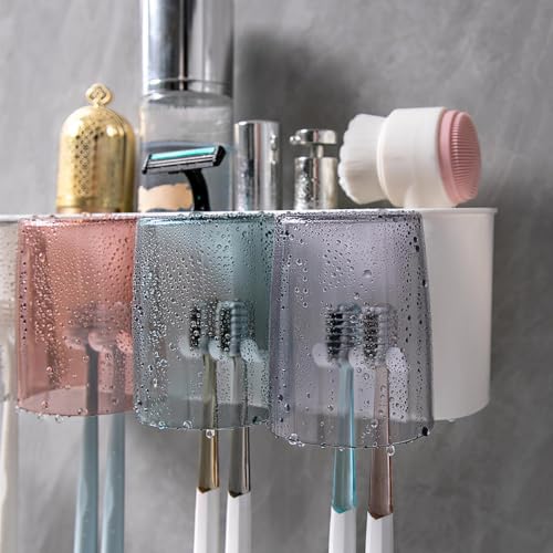 Toothbrush Holders with Wall or Countertop Design 8.54 x 3.54 x 3.39 inch 4 Slot Open Grid Detachable Tray Bathroom Organizer Large Capacity Easy Clean Toothpaste Holder for Family Vanity (Multicolor) - image 7