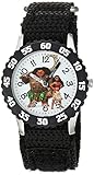 Disney Moana Kids' Bezel Stainless Steel Time Teacher Analog Nylon Strap Watch