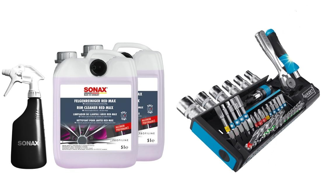 SONAX Felgenreiniger Paket 2023 mit SONAX FelgenReiniger Red Max und Hazet Smart Holder | Art-Nr. 07692050