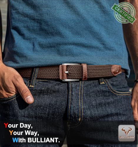 Image of BULLIANT Men's Woven Braided Stretch Web Golf Belt 1 3 /8 inch-Gift Boxed