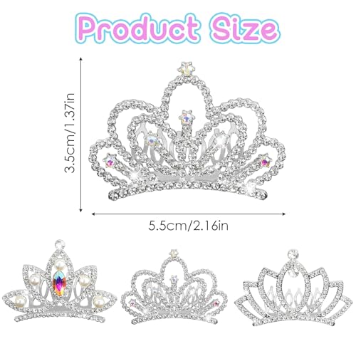 3 Pcs Mini Tiara Small Crown Hair Clip miniatura 2